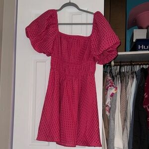 Sincerely Ours Pink Puff-Sleeve A-Line Dress
